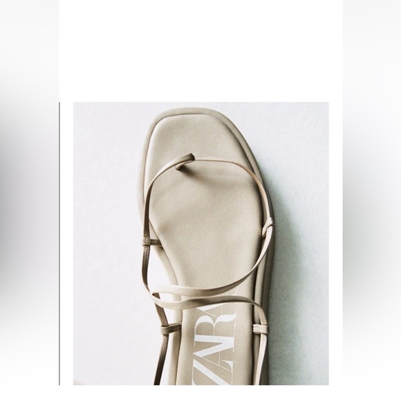 Zara lace up leather nude beige Strappy Platform Sandal shoes flip flop Flatform - Picture 3 of 10